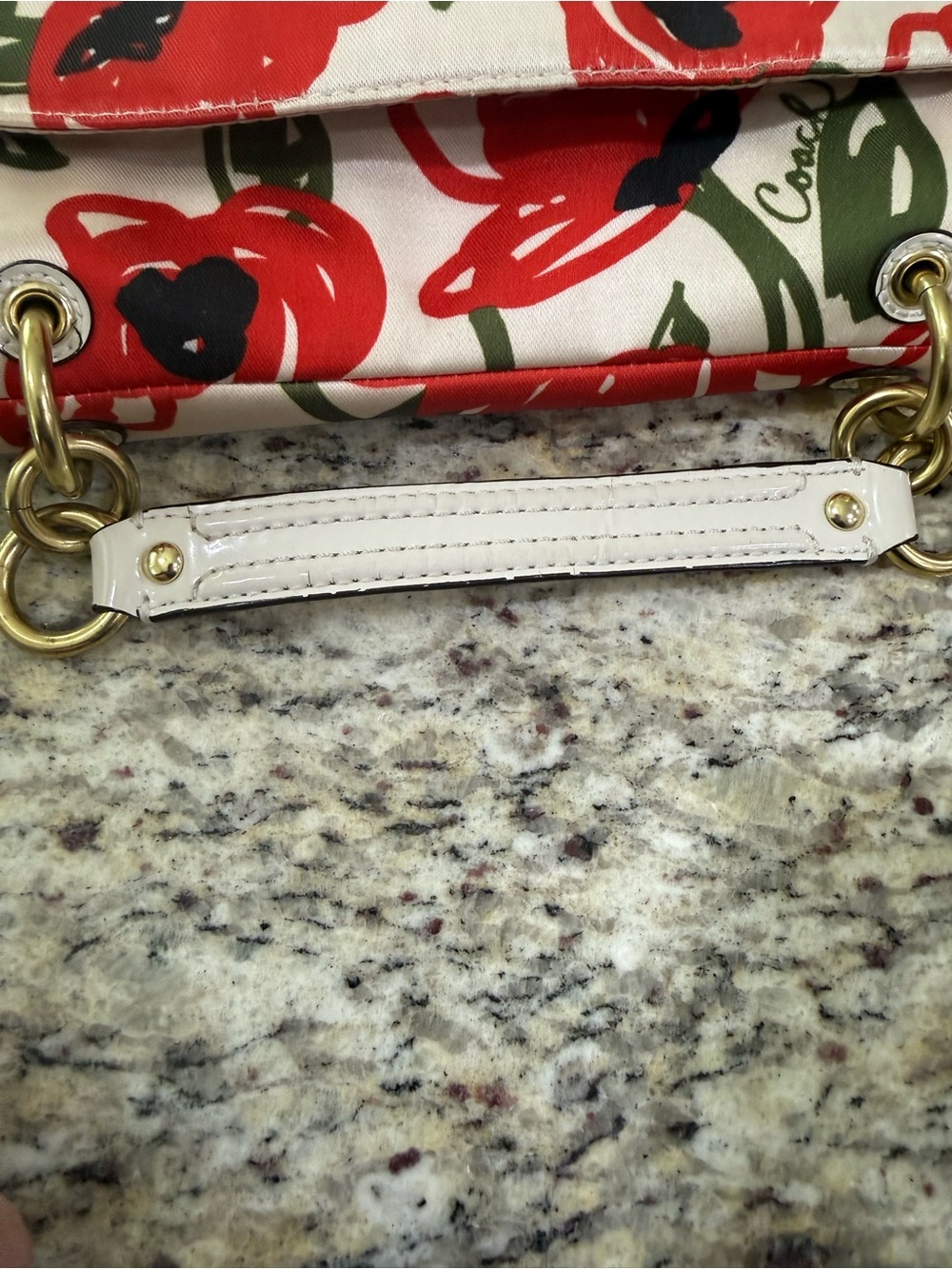 Coach Poppy 22439 Hard to Find Floral Embroidered 2 Way Crossbody Handbag Red - Picture 14 of 16